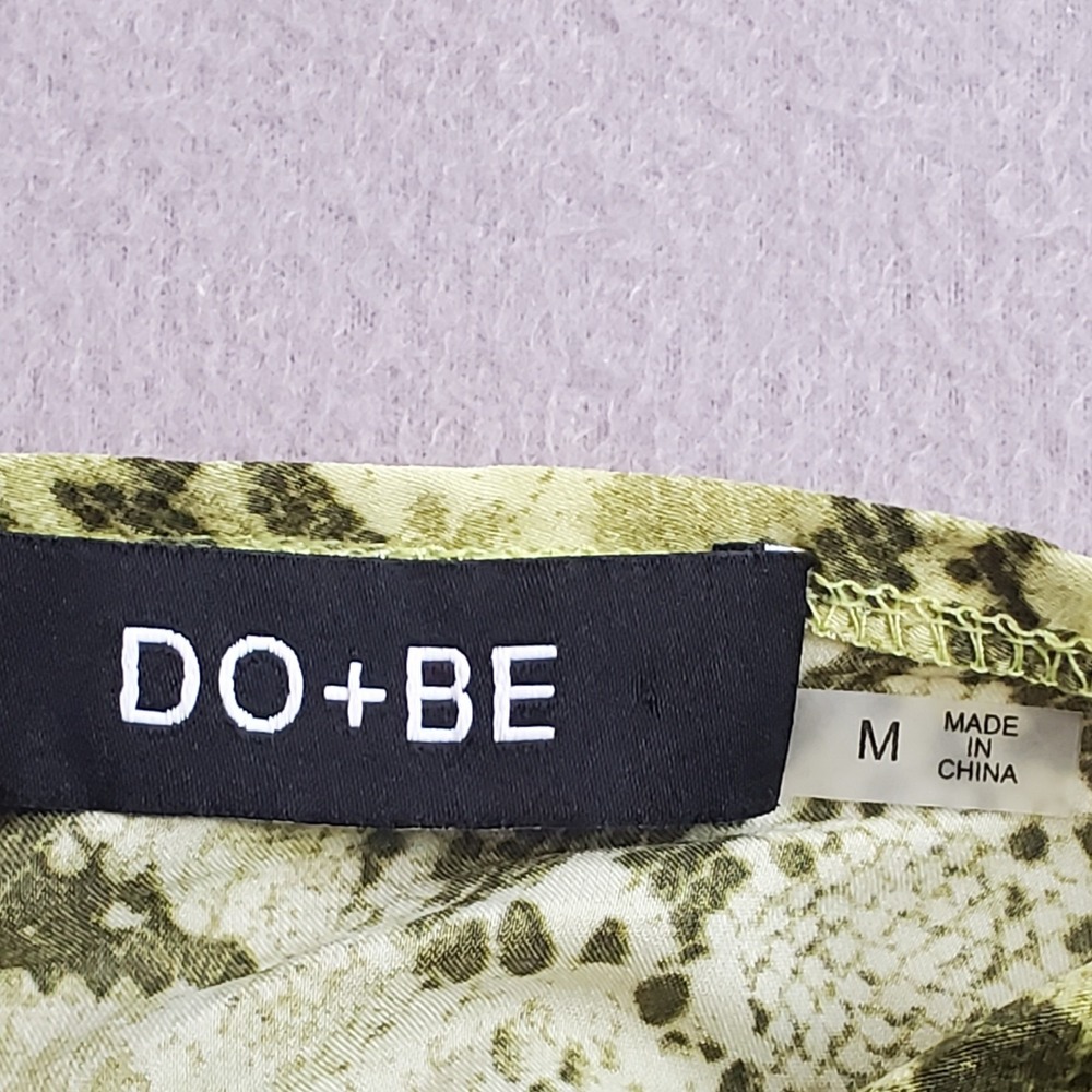 Do + Be Green Snake Print Sleeveless High Neck Halter Dress Elastic Waist Sz Med - Picture 5 of 10
